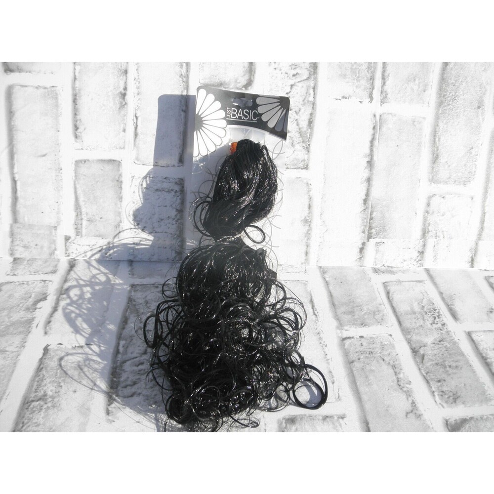 NEW JUST BASIC SYNTHETIC BLACK JAW CLAW CLIP CURLY PONY TAIL HAIR EXTENSION 11"
